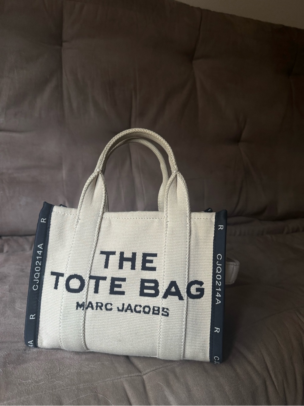 Marc Jacobs Beige Canvas 'The Tote Bag' with Black Trim (Small/Medium)